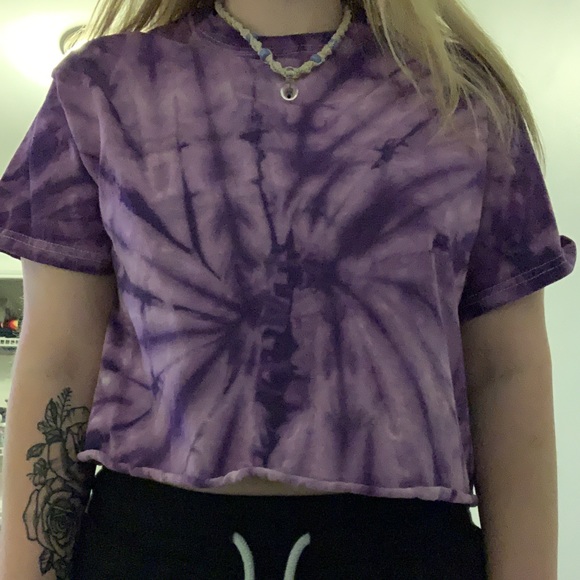 Purple tie die crop tee - Picture 2 of 3